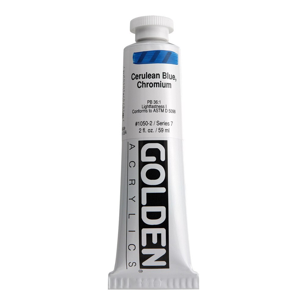 Golden Heavy Body Acrylic Tube 2oz Cerulean Blue Chrome